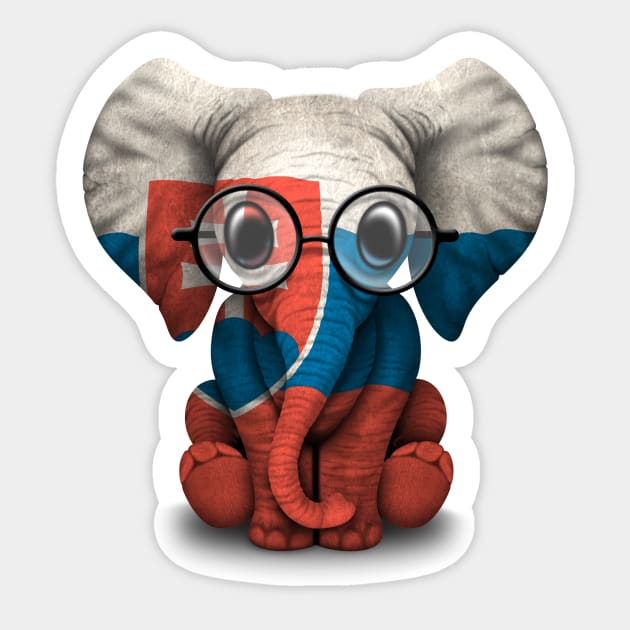 Baby Elephant with Glasses and Slovakian Flag Sticker by jeffbartels